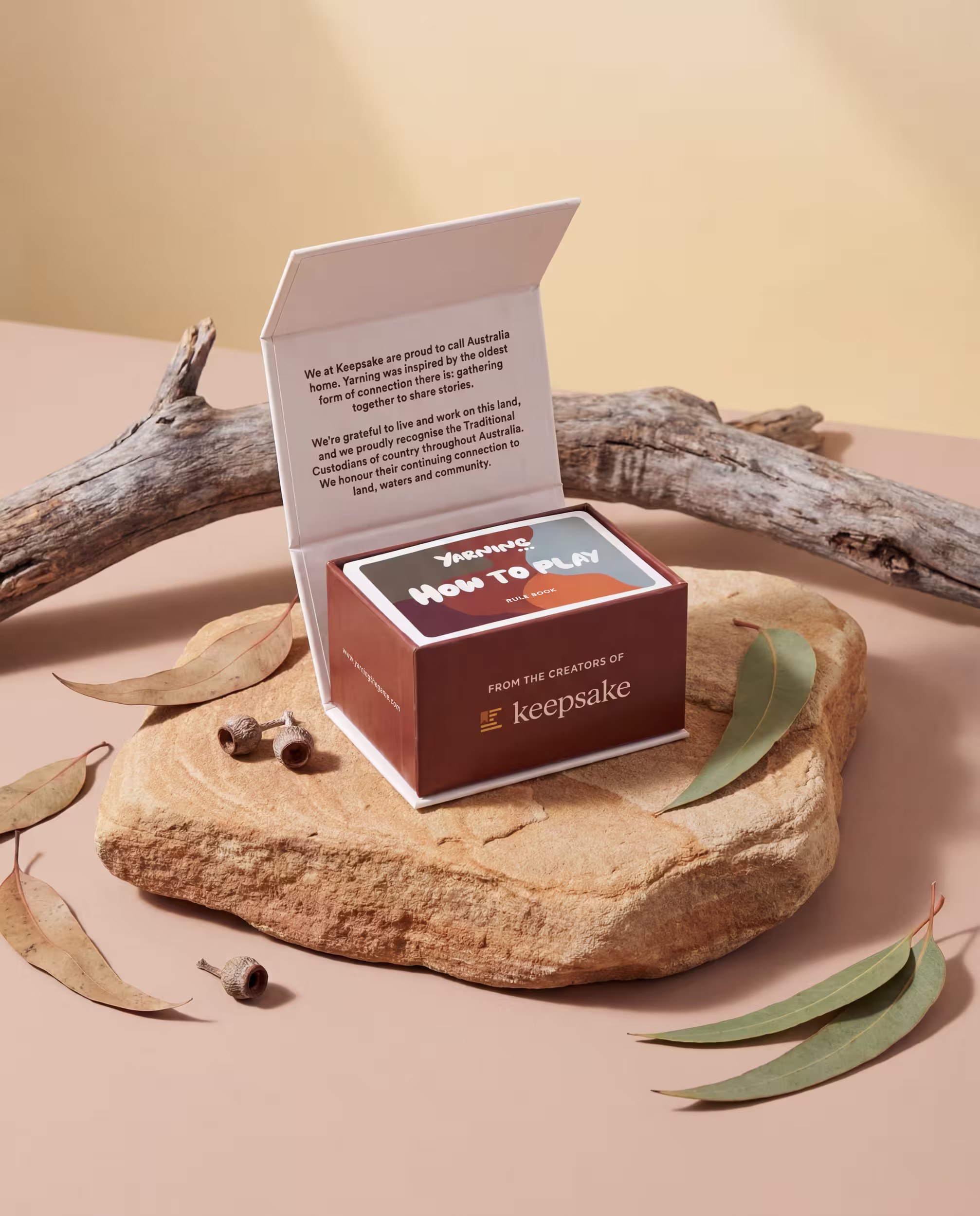 Yarning card game box contents